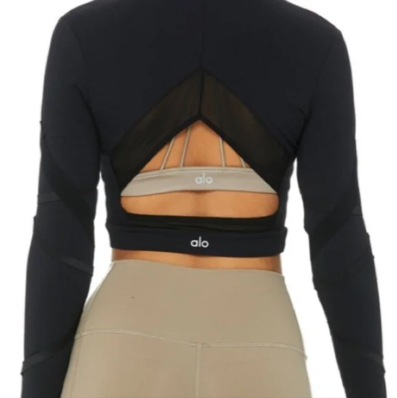 Alo Yoga Bandage Tribe Long Sleeve Top M Black - Picture 3 of 13